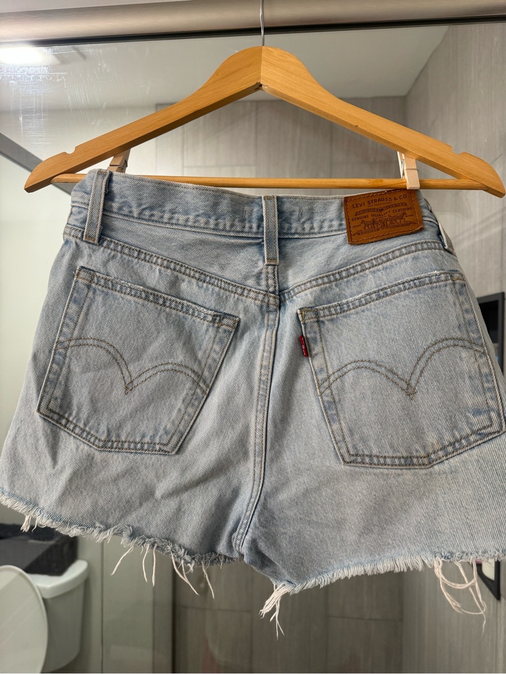 Levi's Light Blue Denim Frayed Cutoff Shorts